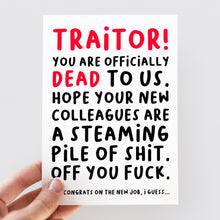 Load image into Gallery viewer, Rude Traitor Leaving Card - Smudge &amp; Splash