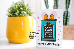 Personalised Bean Married Anniversary Card