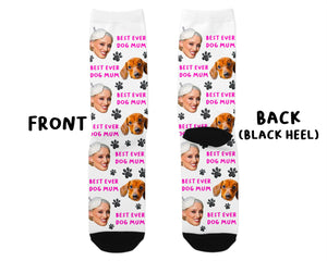 Personalised Best Dog Mum Photo Socks