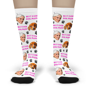 Personalised Best Dog Mum Photo Socks