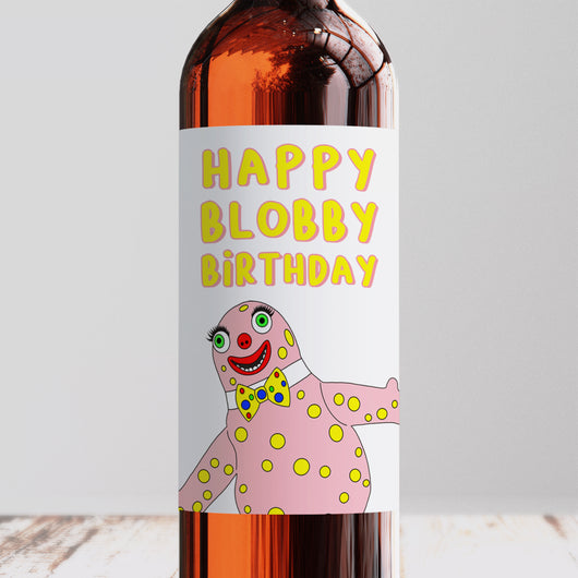 Mr Blobby Birthday Wine Label