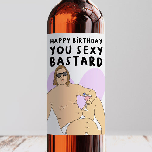 Lewis Capaldi Happy Birthday Sexy Bastard Wine Label