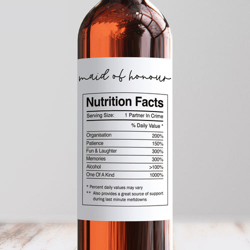 Maid Of Honour Nutrition Facts Wine Label