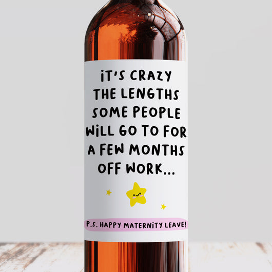 Maternity Leave Pink Wine Label