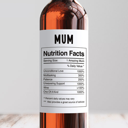 Mum Nutrition Facts Wine Label