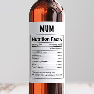 Mum Nutrition Facts Wine Label