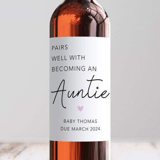 Pairs Well With Becoming An Auntie Wine Label