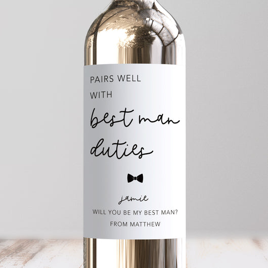 Pairs Well With Best Man Duties Wine Label