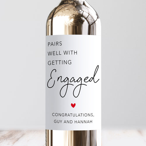 Pairs Well With Getting Engaged Wine Label