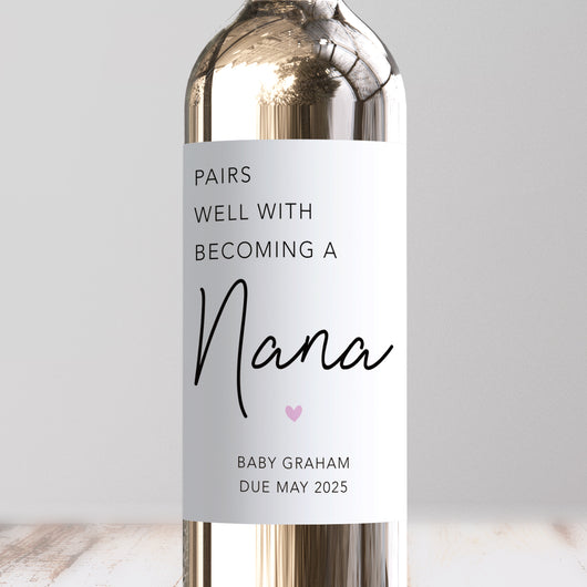 Pairs Well With Becoming A Nana Wine Label