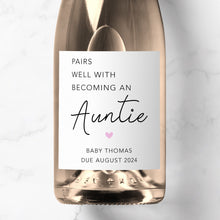 Load image into Gallery viewer, Pairs Well With Becoming An Auntie Prosecco Label