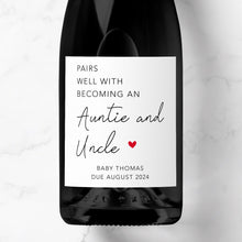 Load image into Gallery viewer, Pairs Well With Becoming An Auntie &amp; Uncle Prosecco Label