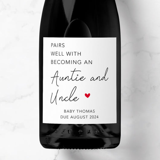 Pairs Well With Becoming An Auntie & Uncle Prosecco Label