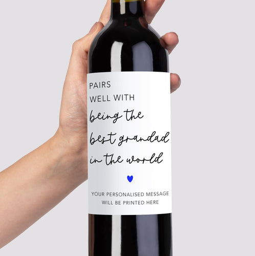 Pairs Well With Being The Best Grandad Wine Label