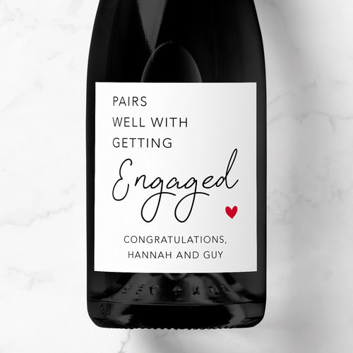 Pairs Well With Getting Engaged Wine Label