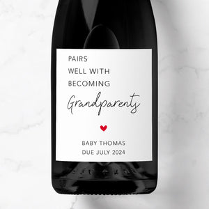 Pairs Well With Becoming Grandparents Prosecco Label