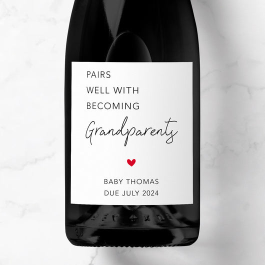 Pairs Well With Becoming Grandparents Prosecco Label