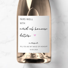 Load image into Gallery viewer, Pairs Well With Maid Of Honour Duties Prosecco Label