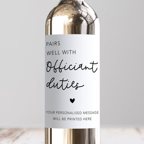 Pairs Well With Officiant Duties Wine Label