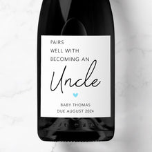 Load image into Gallery viewer, Pairs Well With Becoming An Uncle Prosecco Label