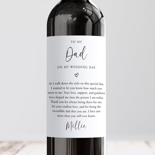 To My Dad On My Wedding Day Wine Label