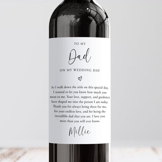 To My Dad On My Wedding Day Wine Label