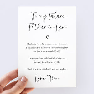 To My Father In Law On My Wedding Day Card