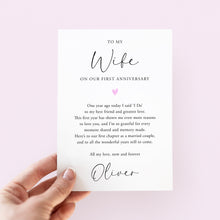 Load image into Gallery viewer, To My Wife On Our First Wedding Anniversary Card - Smudge &amp; Splash