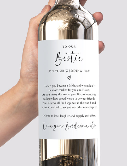 To Our Bestie On Your Wedding Day Wine Label