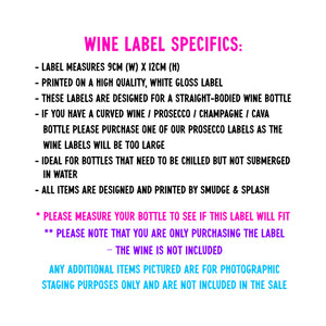 Bridesmaid Nutrition Facts Wine Label