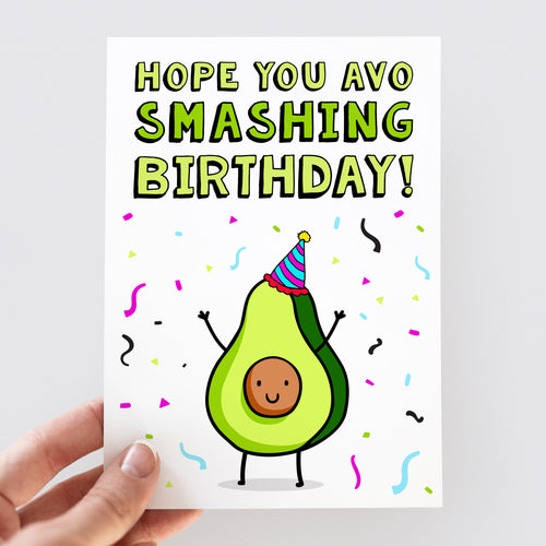Avo Smashing Birthday Card - Smudge & Splash