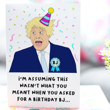 Load image into Gallery viewer, Boris Johnson BJ Birthday Card - Smudge &amp; Splash
