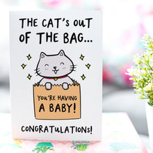 Load image into Gallery viewer, Cat&#39;s Out Of The Bag Pregnancy Card