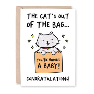 Cat's Out Of The Bag Pregnancy Card