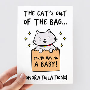 Cat's Out Of The Bag Pregnancy Card