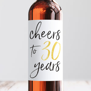 Cheers To 30 Years Wine Label