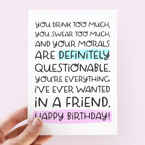 Drink Too Much Birthday Card