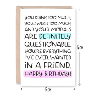 Drink Too Much Birthday Card
