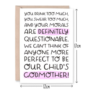 Drink Too Much Godmother Card
