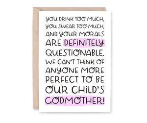 Drink Too Much Godmother Card