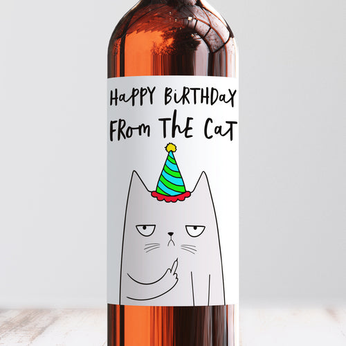 Happy Birthday From The Cat Wine Label