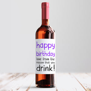 Happy Birthday From The Reason You Drink Wine Label