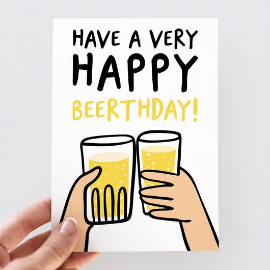 Happy Beer Birthday Card - Smudge & Splash