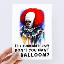 Load image into Gallery viewer, IT Pennywise Birthday Card - Smudge &amp; Splash