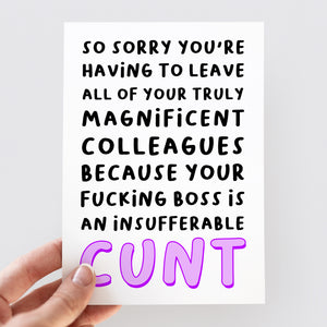 Cunt Boss Leaving Card
