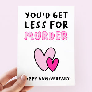 You'd Get Less For Murder Anniversary Card