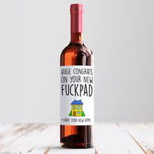Load image into Gallery viewer, Congratulations On Your New Fuckpad Wine Label