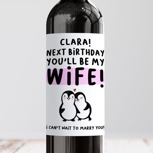 Personalised Next Birthday My Wife Wine Label