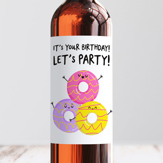 Party Rings Pun Wine Label