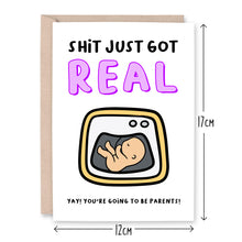 Load image into Gallery viewer, Shit Just Got Real Pregnancy Card - Smudge &amp; Splash